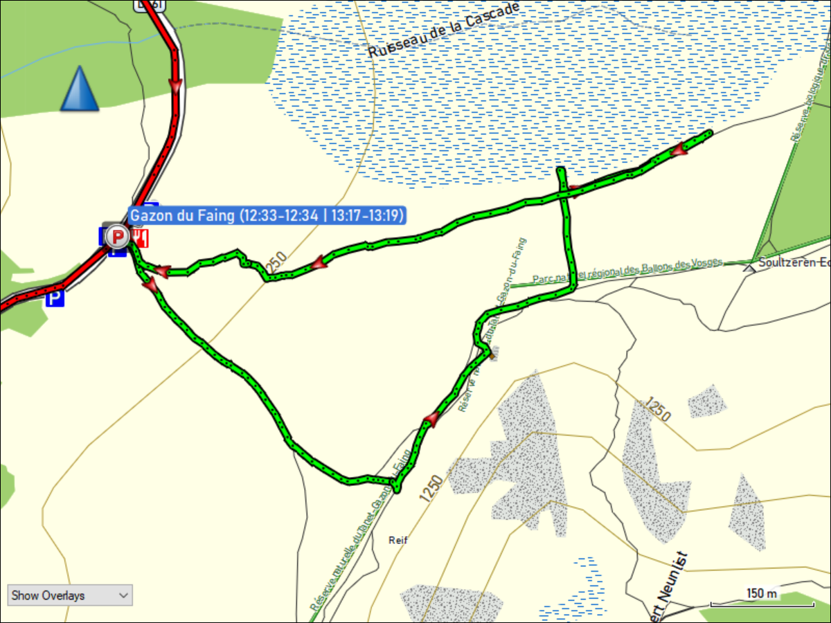 wegstrecke der rundwanderung bei gazon du faing