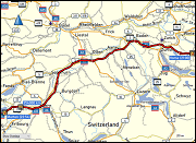 karte und hoehenprofil der fahrt von daheim nach murten