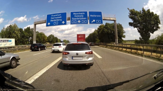 stau auf der ausfahrt von der A5 auf die A6