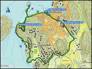 karte der wegstrecke der fahrt von roerviks via hamburgsund, strandhamn nach bovallstrand und zurueck nach roerviks sowie karte der rundwanderung bei bovallstrand