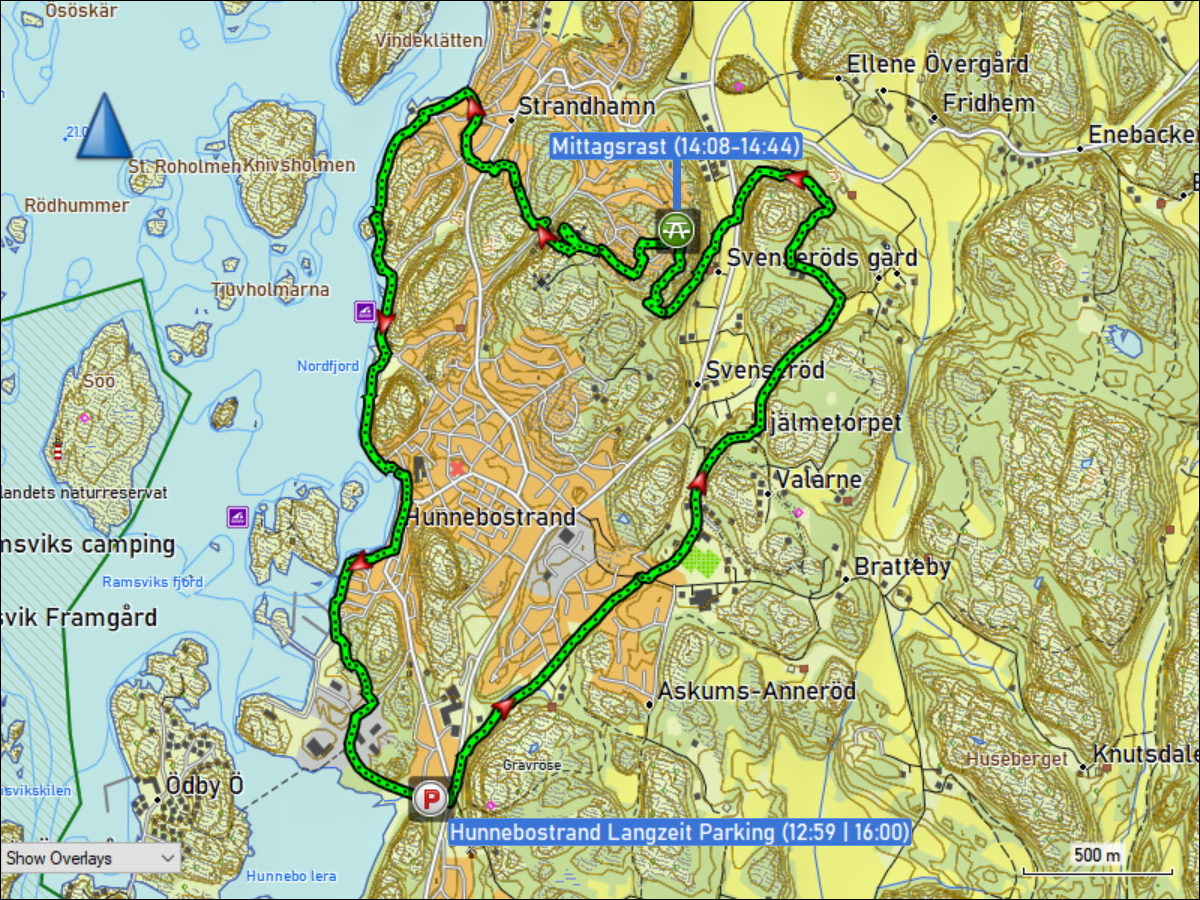 wegstrecke der rundwanderung bei hunnebostrand