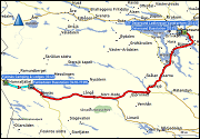 karte der busfahrt von fjaellnaes via funaesdalen nach oestersund