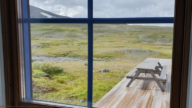 blick aus dem fenster unseres zimmers in der sylarnas fjaellstation