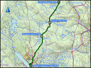 karte und hoehenprofil der wanderung vom zeltlager am klasberget zum fjaellnaes camping & lodges sowie karte der fahrtfahrt vom fjaellnaes camping & lodges zum hamra livs in hamrafjaellet und zurueck