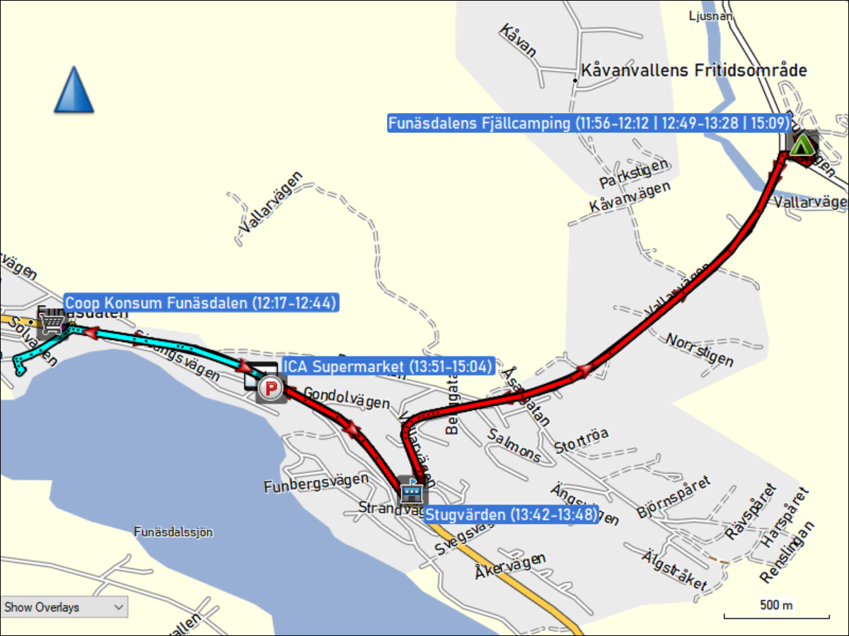 wegstrecken der fahrten in funaesdalen