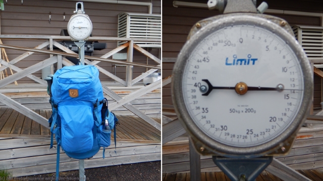 susannes rucksack wiegt knapp 14 kg