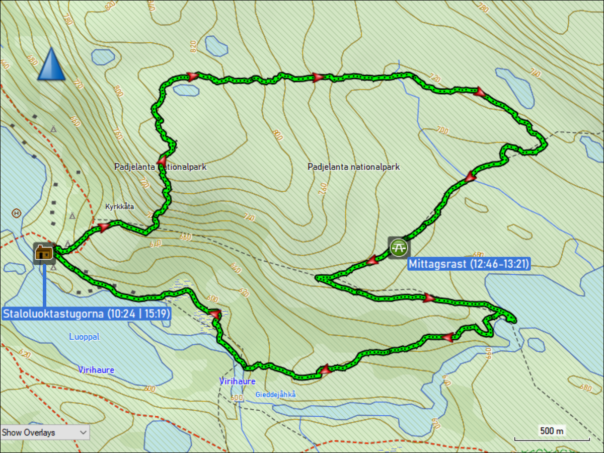 wegstrecke der rundwanderung bei den staloluoktastugorna