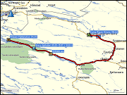 karte und hoehenprofil der rundwanderung bei den staloluoktastugorna, karte und hoehenprofil des helikopterfluges von den staloluoktastugorna nach ritsem sowie karte und hoehenprofil der fahrt von der ritsem fjaellstation zum camp ripan in kiruna