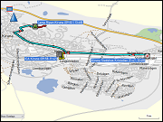 karte der fahrten in kiruna vom camp ripan via ICA zum stadshus kristallen und zurueck