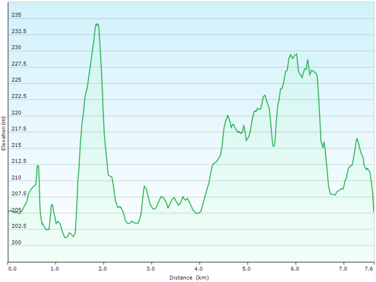 hoehenprofil der joggingrunde bei levi