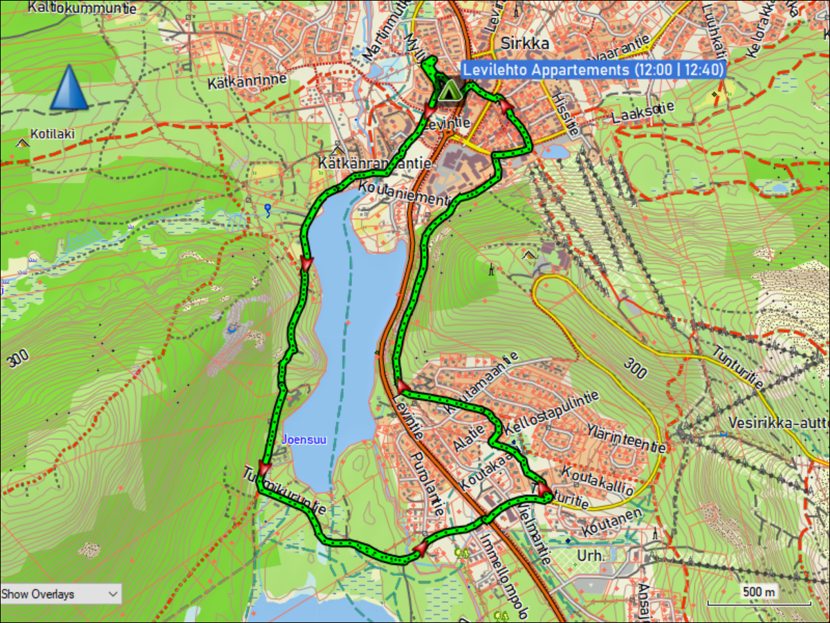 wegstrecke der joggingrunde bei levi