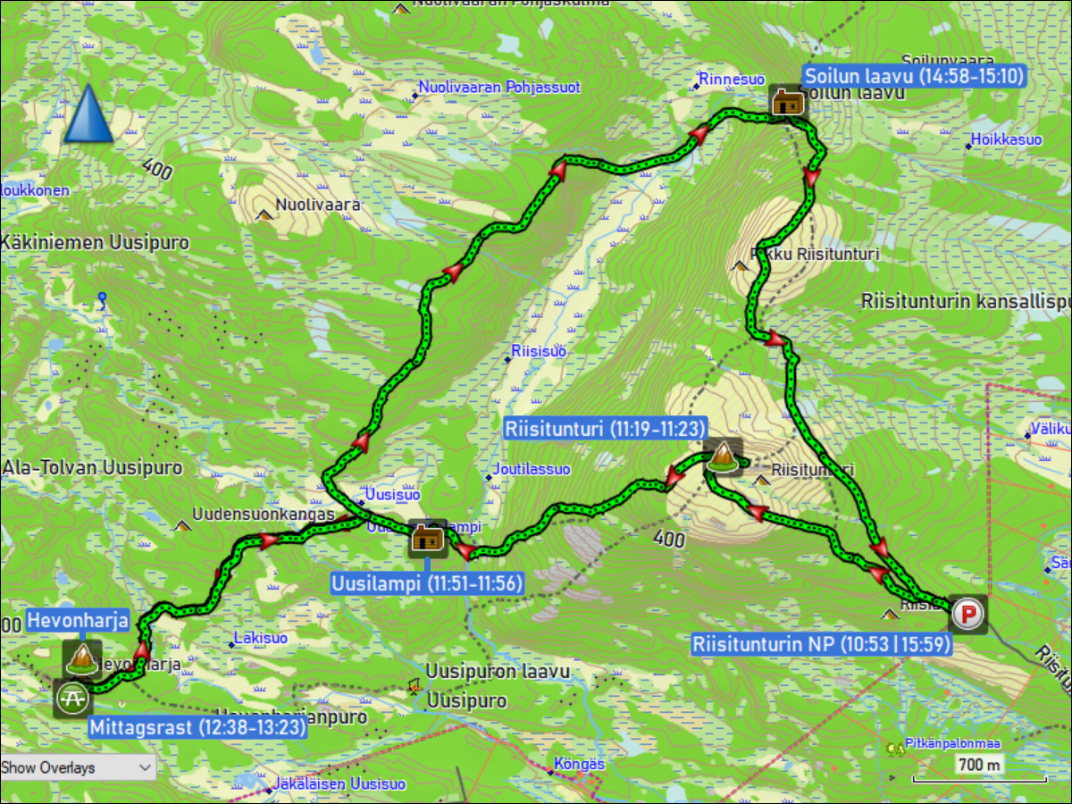 wegstrecke der rundwanderung im riisitunturin nationalpark