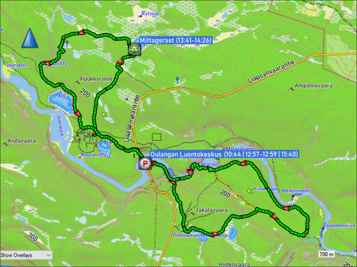 wegstrecke der beiden rundwanderungen koenkaeaen keino und rytikoenkaeaen reissu im oulanka nationalpark