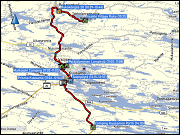 karte und hoehenprofil der fahrt vom iisakki village ruka via ruka und kuusamo zum camping kuusamo portti