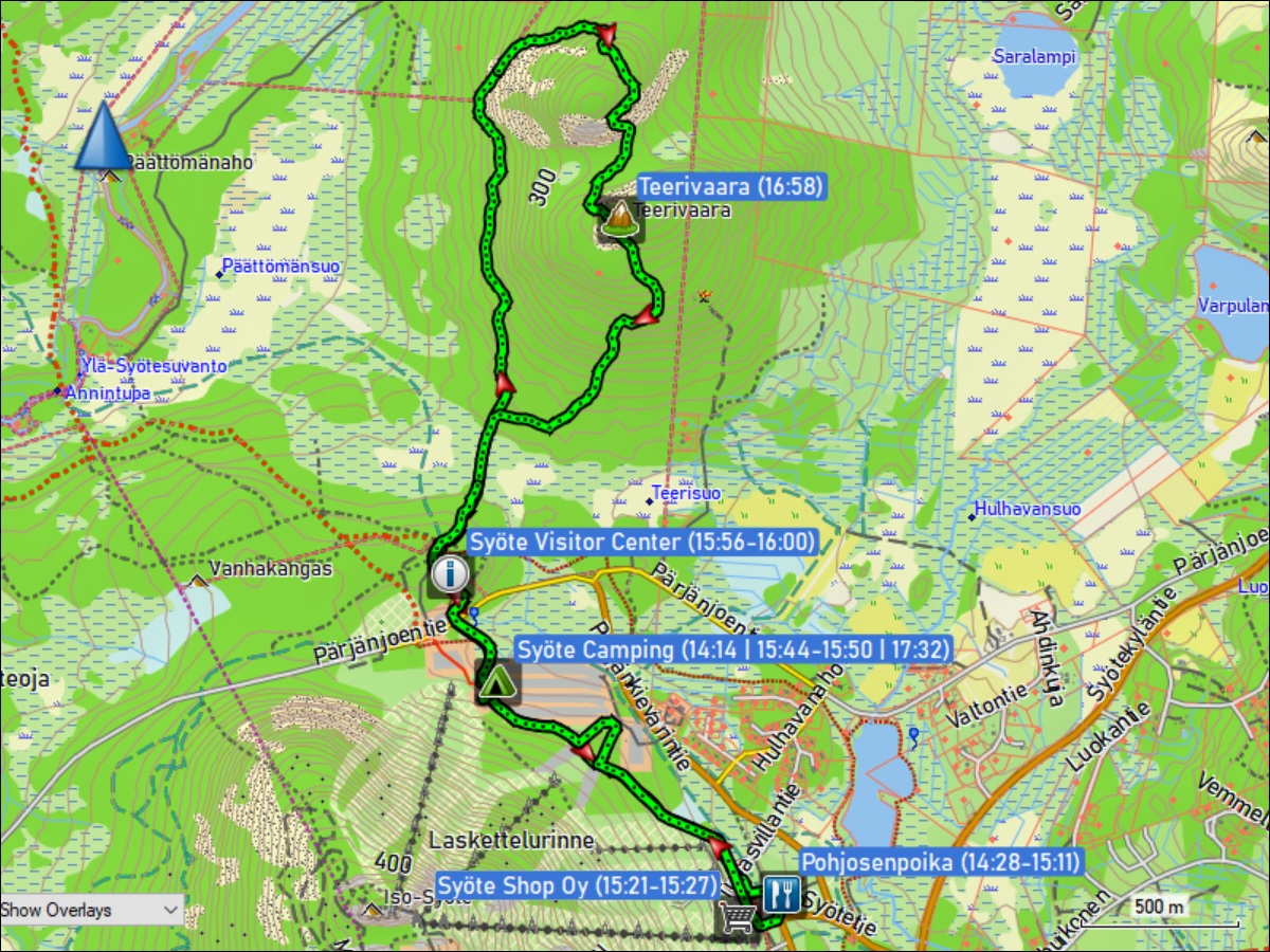wegstrecke der rundwanderung auf den teerivaara im syoete nationalpark