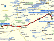 karte und hoehenprofil der fahrt vom camping kuusamo portti via kuusamo zum syoete camping sowie karte und hoehenprofil der rundwanderung auf den teerivaara im syoete nationalpark