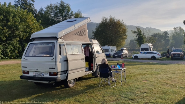 fruehstueck auf dem campingplatz kalte quelle bei wuerzburg