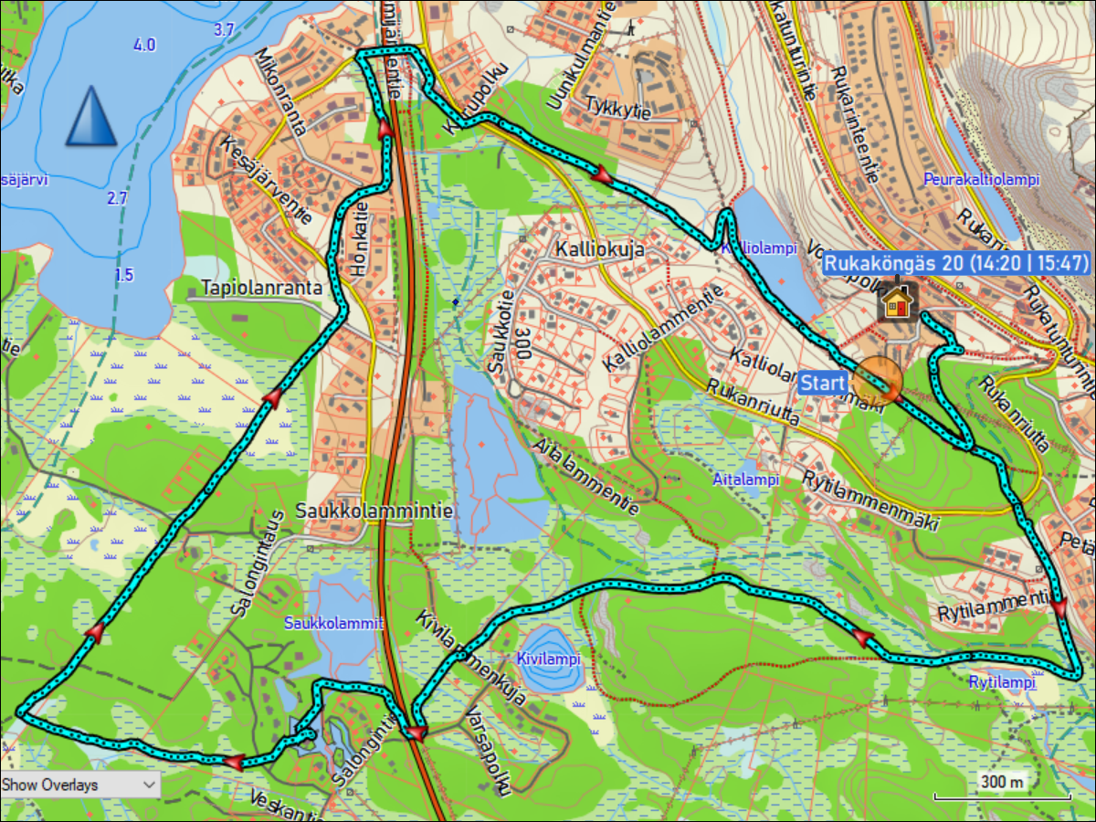 wegstrecke der langlaufrunde kivilampi bei ruka