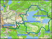karte und hoehenprofil der langlaufrunde vuosseli bei ruka