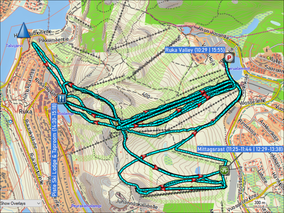 wegstrecke skifahren in ruka