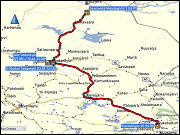 karte und hoehenprofil der fahrt von ruka via sodankylae nach saariselkae