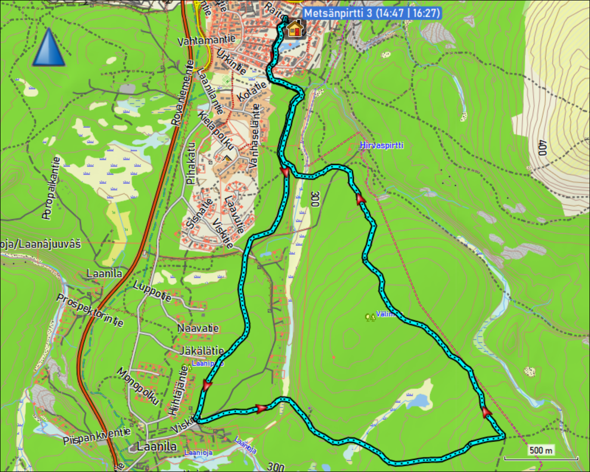 wegstrecke der langlaufrunde um den vaelimaa bei saariselkae
