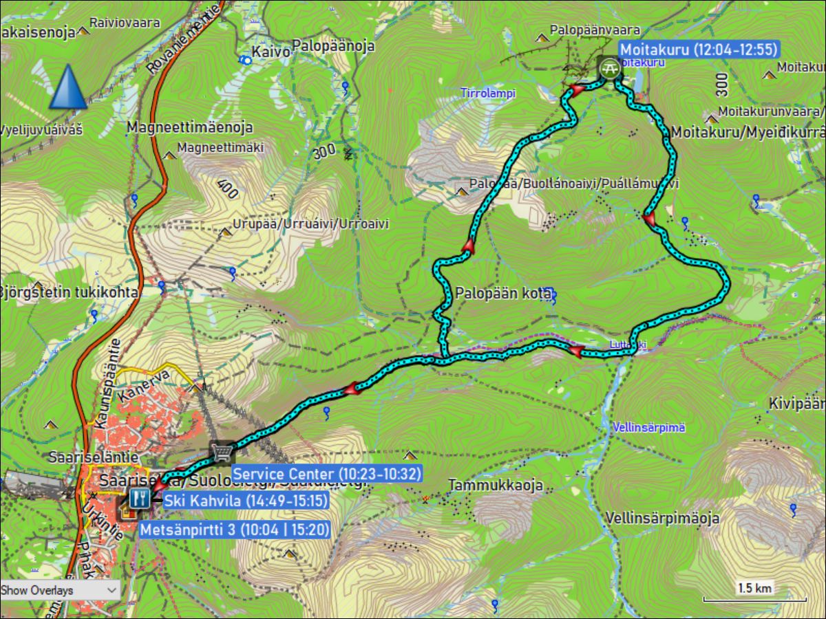 wegstrecke der langlaufrunde moitakuru