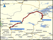 karte und hoehenprofil der fahrt von saariselkae via inari nach levi