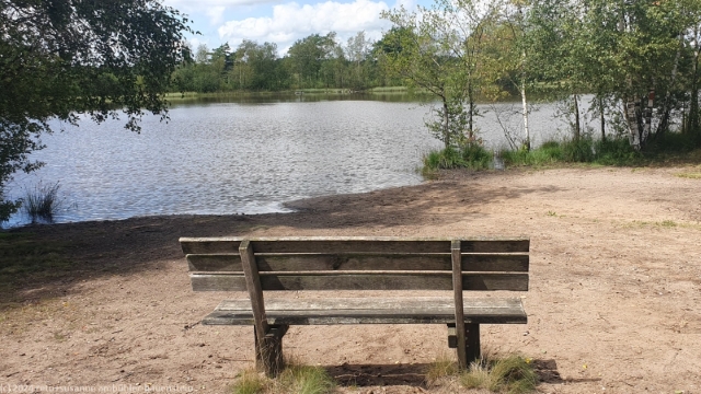 sitzbank am sylvestersee in der lueneburger heide