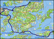 karte der kajaktour vom camp sundudden via nagu zum camp kaellarudden