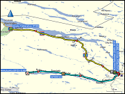 karte der fahrt mit dem jogi von kiruna nach nikoluokta, der fahrt mit dem bus von nikkaluokta zurueck nach kiruna und der fahrt mit dem zug von kiruna nach abisko