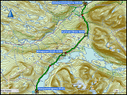 karte und hoehenprofil der wanderung von den abiskojaurestugorna zu den alesjaurestugorna
