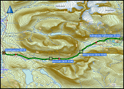 karte und hoehenprofil der wanderung von den singistugorna zur kebnekaise fjaellstation