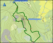 karte der fahrt vom first camp lulea zum parkplatz beim hembergsleden und zurueck via coop storheden sowie karte und hoehenprofil der rundwanderung hembergsleden