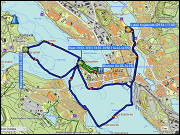 karte der fahrt vom first camp lulea zum lulea kajakclub und zurueck sowie karte der kajaktour rund um lulea