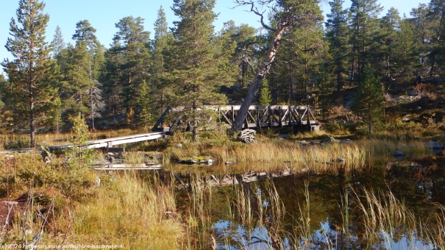 bruecke ueber die verbindung zwischen dem stor-tandsjoen und dem rogen im verlauf des suedlichen kungsleden