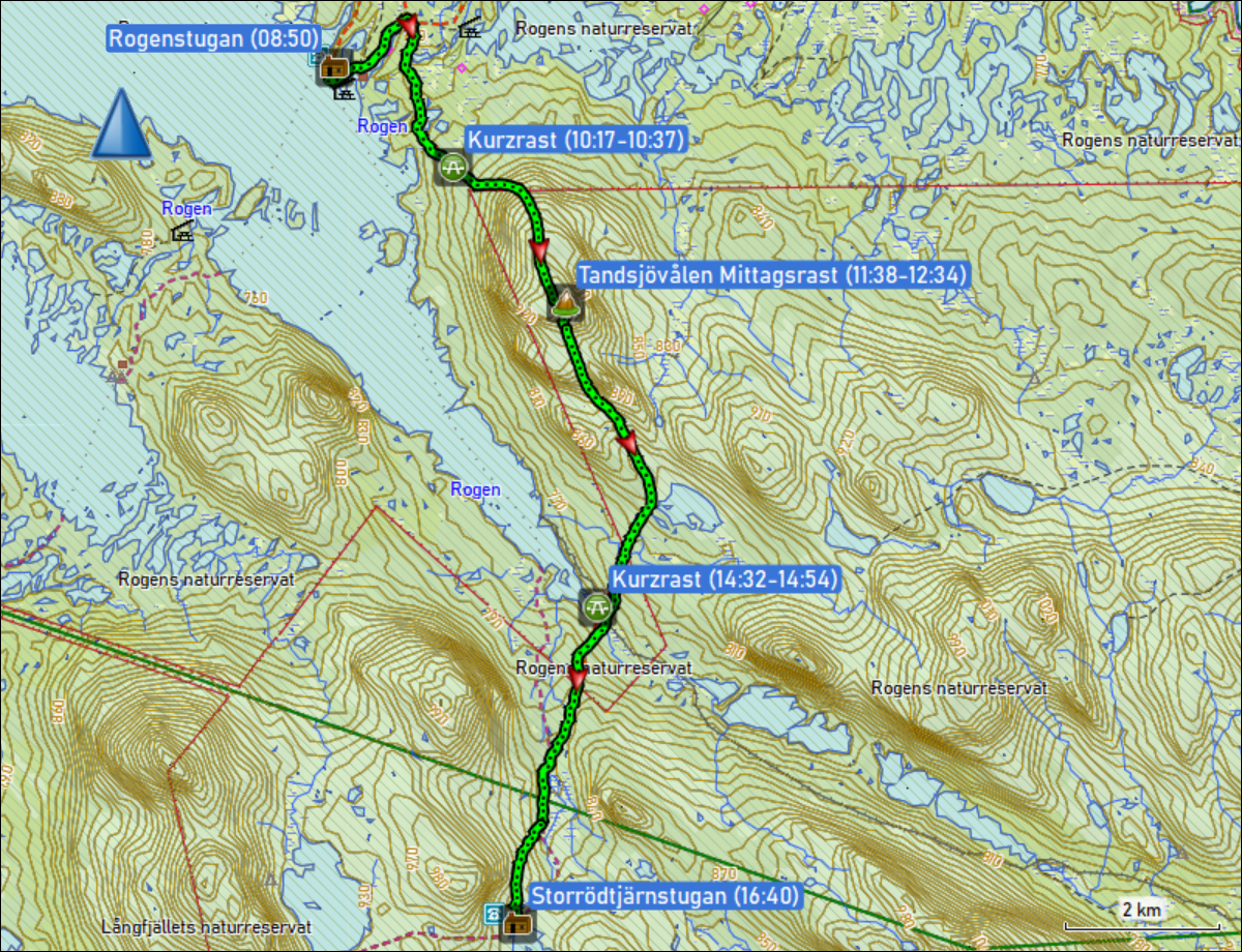 wegstrecke der wanderung von der rogenstugan zur storroedtjaernstugan