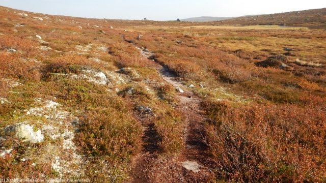 blick zurueck vom suedlichen kungsleden auf die schutzhuette slagusjoen