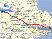 karte und hoehenprofil der fahrt vom vansbro camping zum vaxholm camping