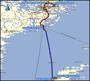 karte fahrt vom vaxholm camping zum camping visby strandby inklusive ueberfahrt mit der faehre von nynaeshamn nach visby sowie karte der fahrt vom camping visby strandby zum ICA und zurueck