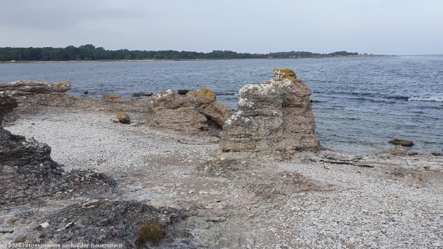 kueste mit rauk bei hammarshagehaellar im sueden von gotland