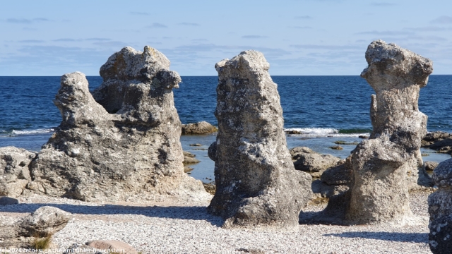 raukar an der kueste bei ljugarn im osten von gotland