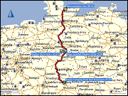karte und hoehenprofil der fahrt vom ueberseehafen kiel zum camping park bad kissingen