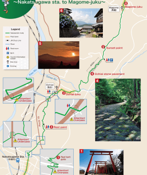 plan des nakasendo zwischen nakatsugawa und magome