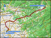 karte und hoehenprofil der fahrt von nakatsugawa nach nagoya sowie karte des stadtrundganges vom bahnhof via nagoya city science museum, nagoya TV tower, honmaru palast und schloss zur metrostation nagoyajo plus weiterer kurzer fussmaersche