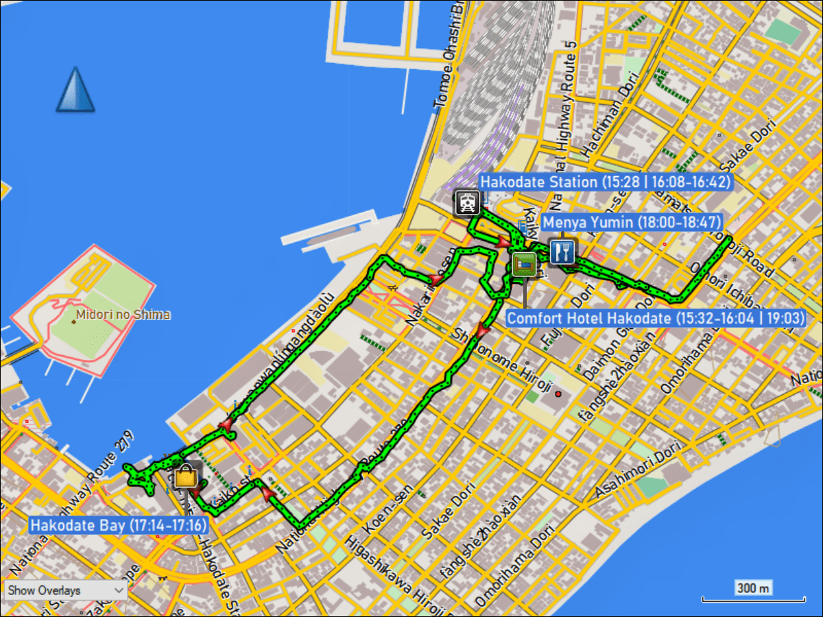 wegstrecke der fussmaersche in hakodate