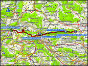 karte der wanderung von der gemeindeverwaltung regensberg, ZH zum hotel rotes aus in brugg, AG
