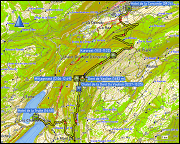 karte der wanderung vom hotel de la concorde in vallorbe, VD zum hotel de la truite in le pont, VD
