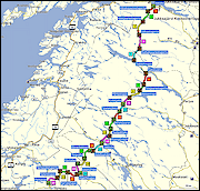 tatsaechliche wegstrecke abisko - hemavan mit tagesetappen